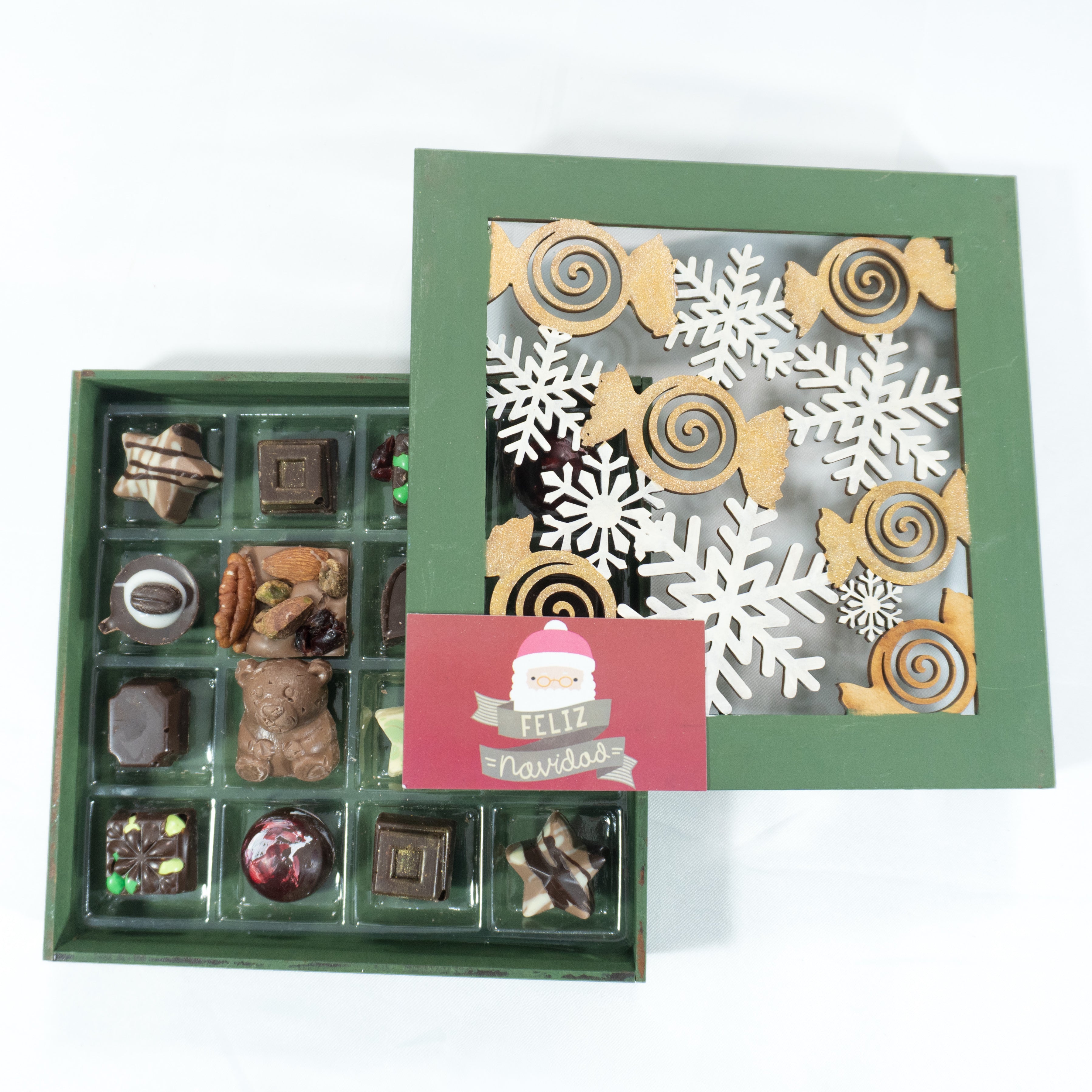 Estuche de Madera Navidad con 16 Chocolates